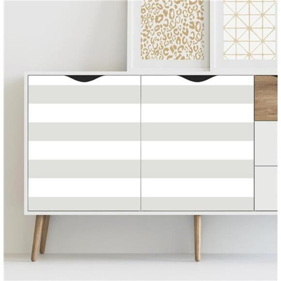 Guvana Grey White Peel and Stick Wallpaper Striped Removable Wall Covering - Picture 4 of 7